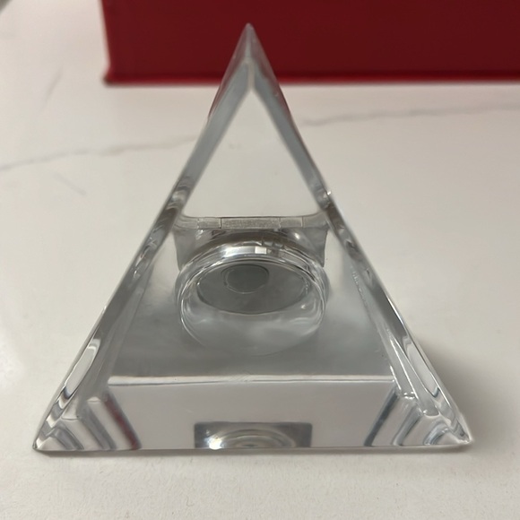 Waterford Crystal Triangle Pyramid Mantle Desk Clock - Picture 3 of 9